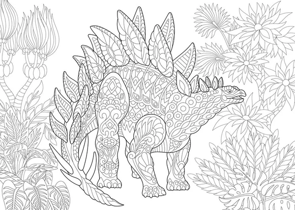 Zentangle Стегозавр динозавра — стоковий вектор