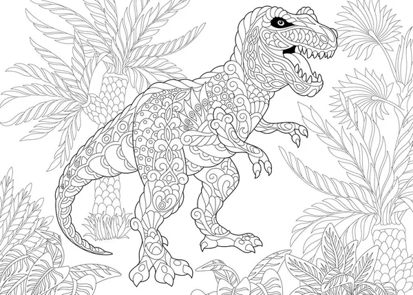 Zentangle tyrannosaurus dinozor — Stok Vektör