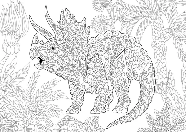 Zentangle triceratops dinozor — Stok Vektör