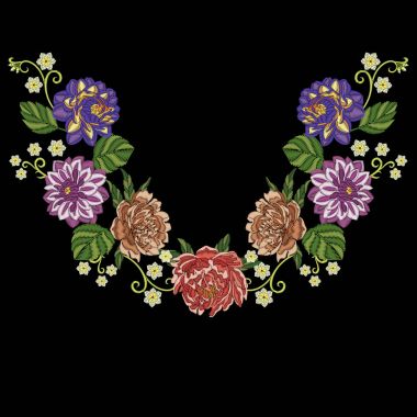 Nakış Şakayık dahlia kasımpatı çiçekleri