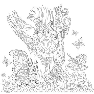 Stilize Zentangle orman manzara