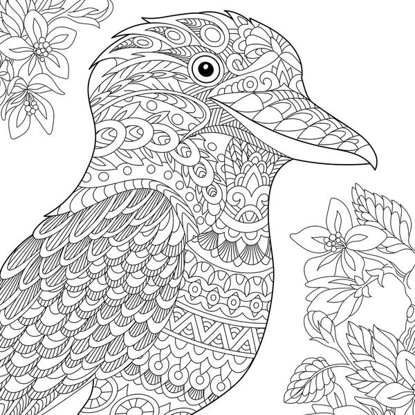 Zentangle gestileerde kookaburra Vogel — Stockvector