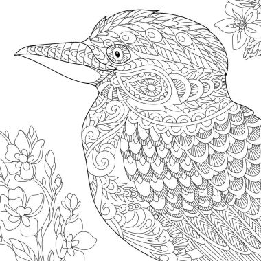 Stilize Zentangle ahmak kuş