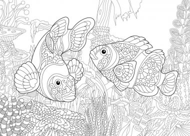 Zentangle stilize sualtı dünyası