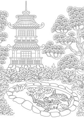 Zentangle stilize pagoda