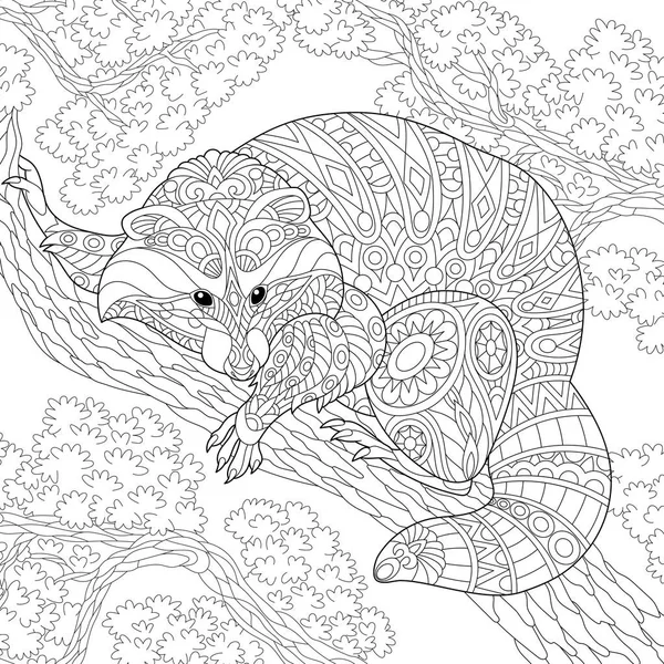 Zentangle animal mapache estilizado — Archivo Imágenes Vectoriales