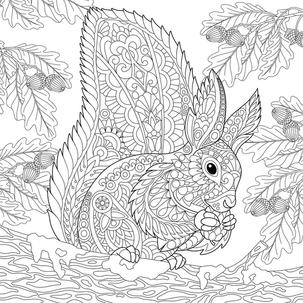 Écureuil stylisé Zentangle — Image vectorielle