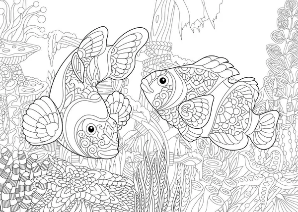 Zentangle estilizado mundo submarino — Vector de stock