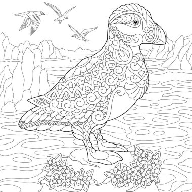 Stilize Zentangle martı kuşu