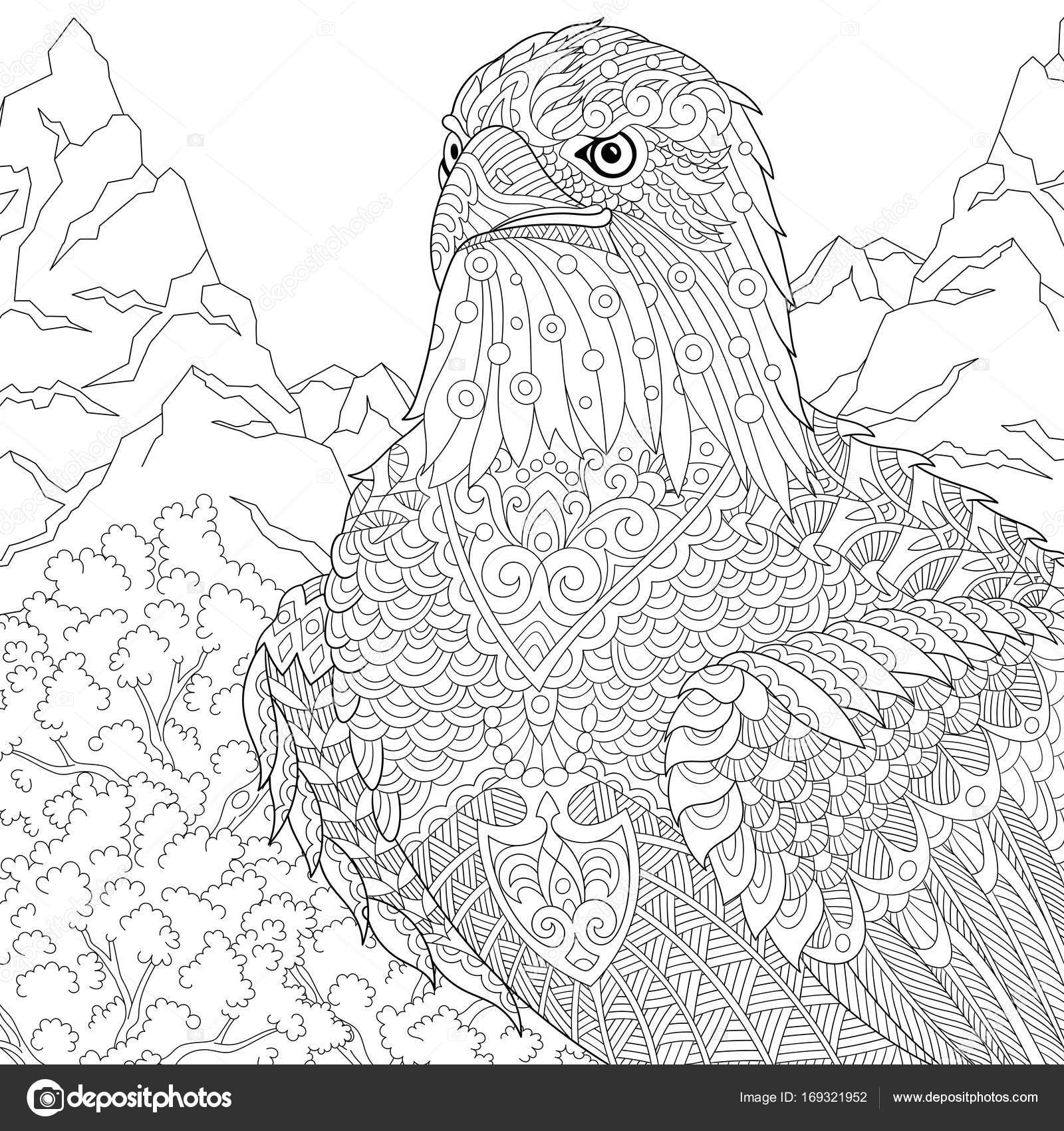 Zentangle Gestileerde American Eagle Mascotte Stockvector