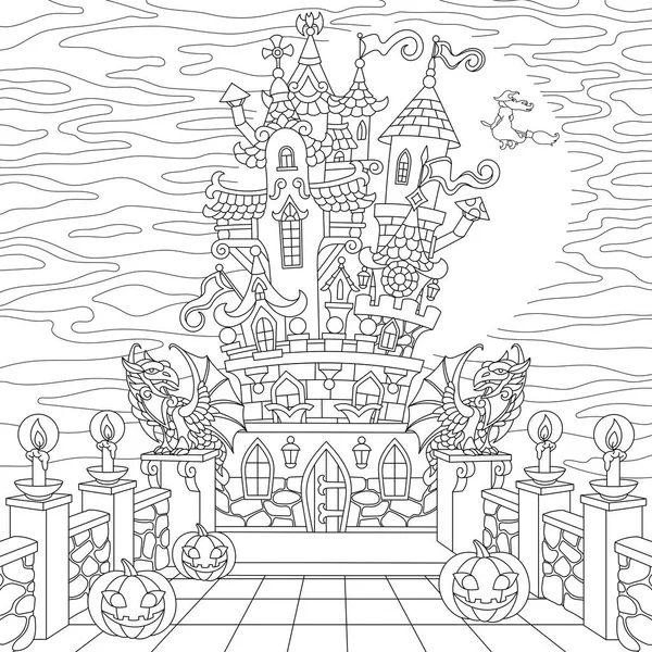 Zentangle stylizowane halloween castle — Wektor stockowy