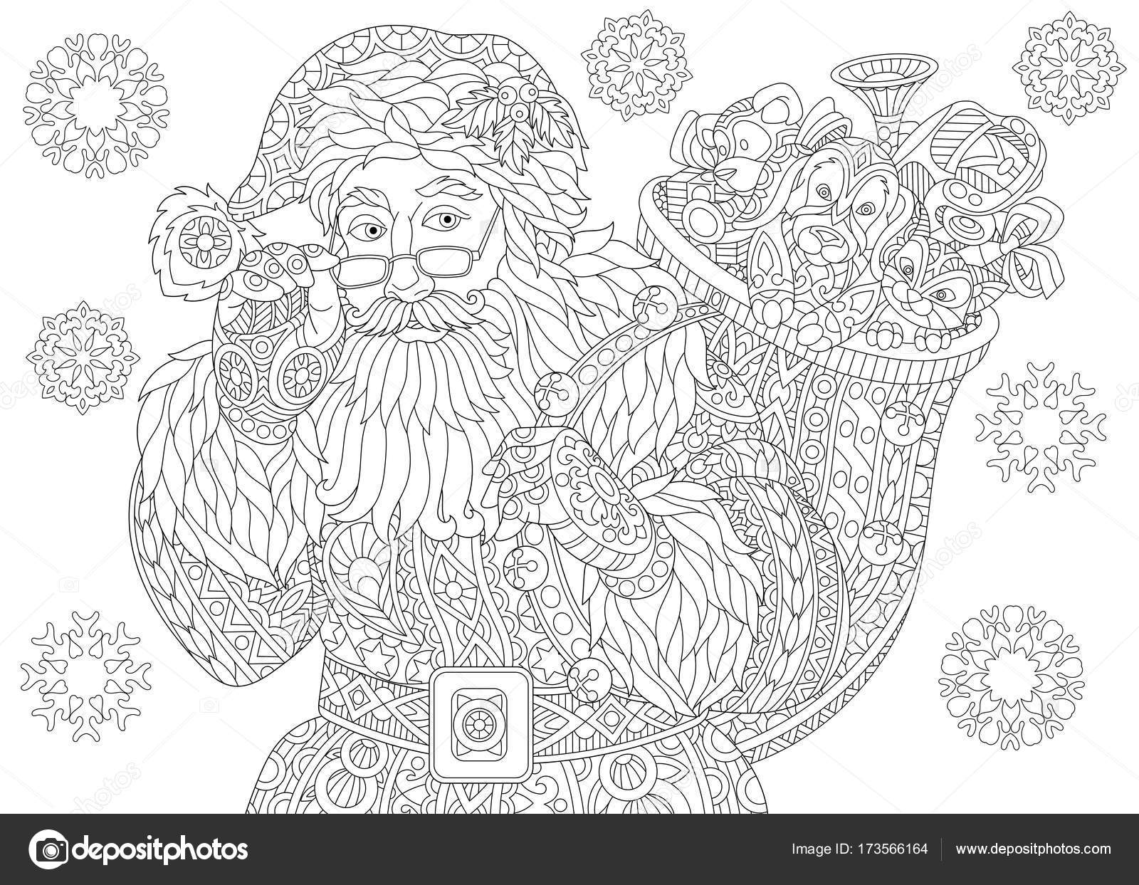 Zentangle Vintage Babbo Natale Vettoriali Stock Sybirko