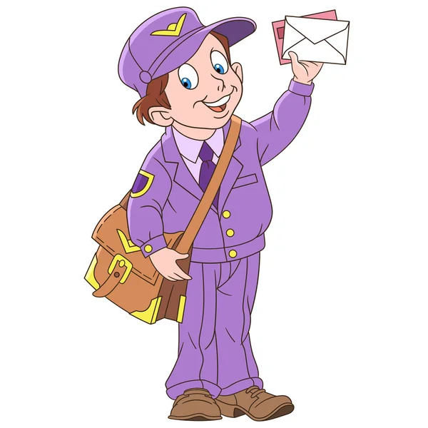 Мультипликационный мальчик почтальон — стоковый вектор