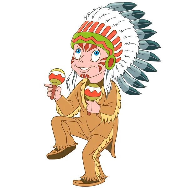 Cartoon native american indian chief — Stockvector