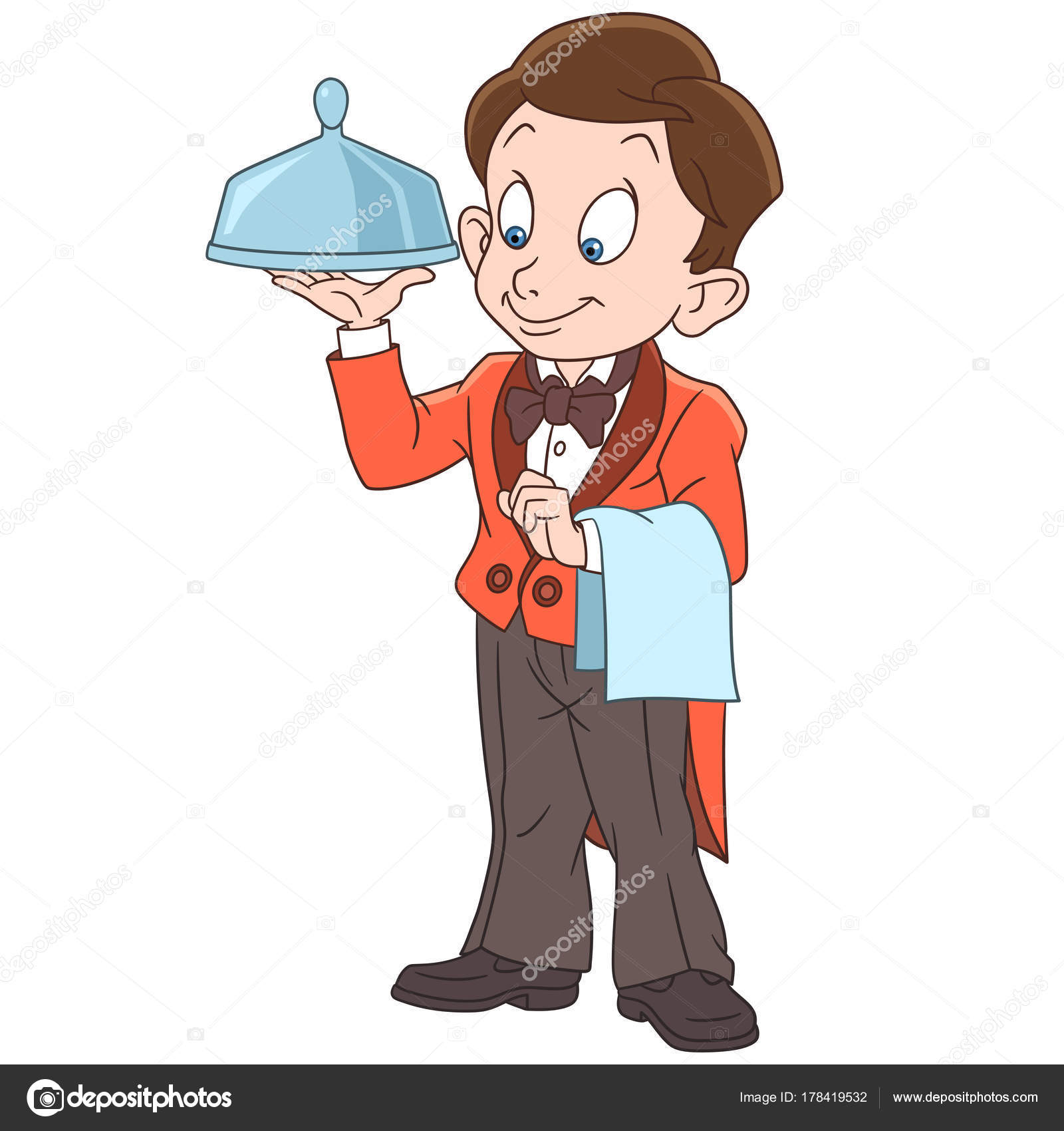 Cartoon waiter boy Stock Vector Image by ©Sybirko #178419532 Cartoon waiter boy Stock Vector Image by ©Sybirko #178419532