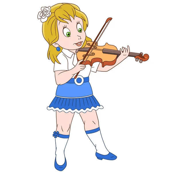 Dessin animé violoniste fille — Image vectorielle