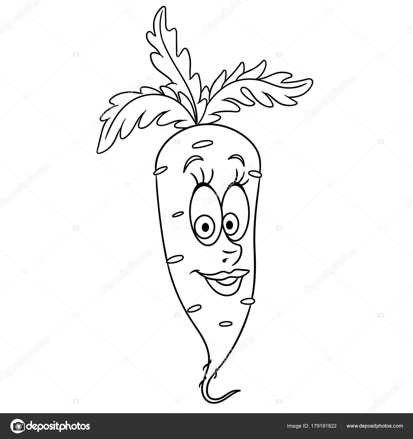 Coloring Book Coloring Page Cartoon Carrot Character Happy