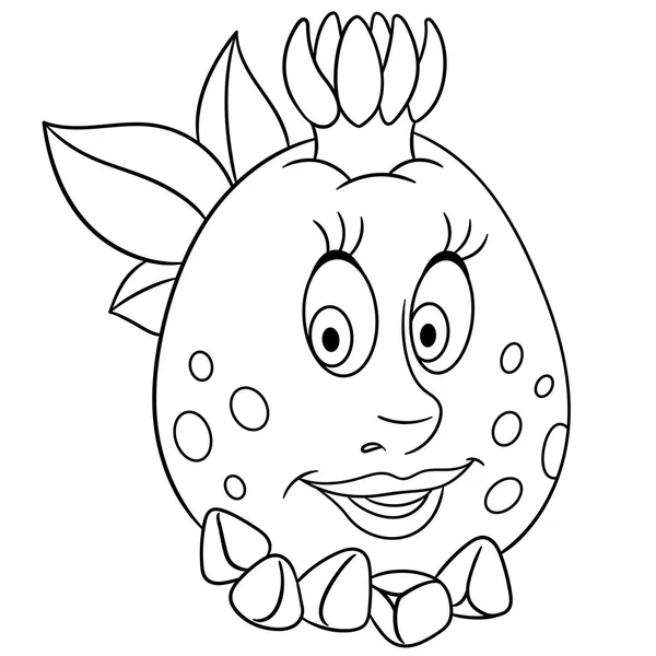 Coloring Book Coloring Page Cartoon Pomegranate Character Happy Fruit Symbol — Stock Vector