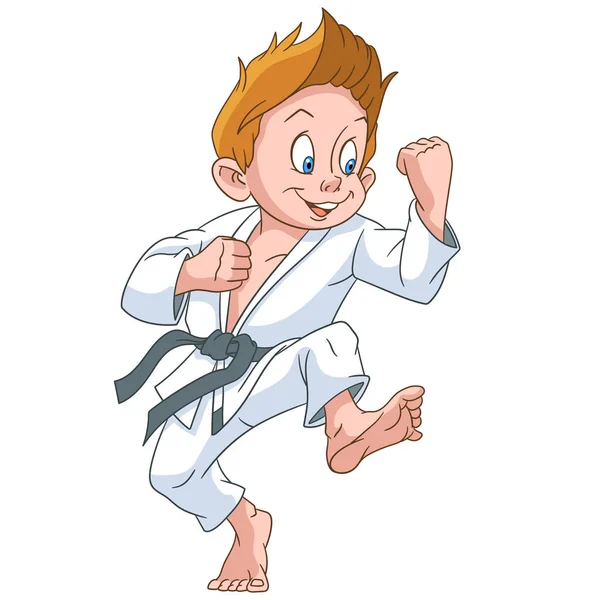 Caricatura karate chico — Vector de stock