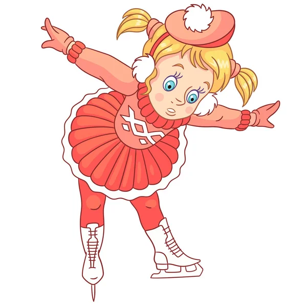 Desenhos animados menina patinação — Vetor de Stock