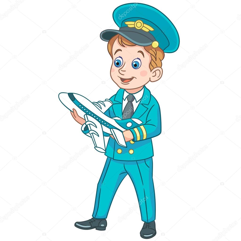 cartoon airplane pilot with toy plane