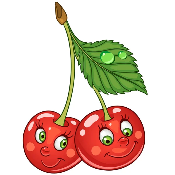 Icono de cereza de dibujos animados — Vector de stock