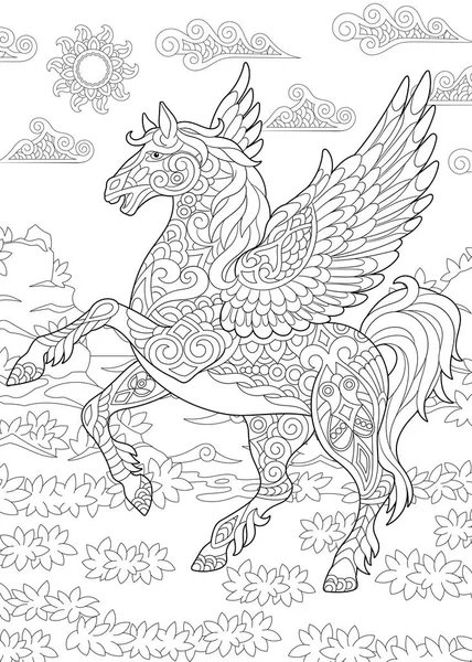 Zentangle pegasus horse — Stock Vector