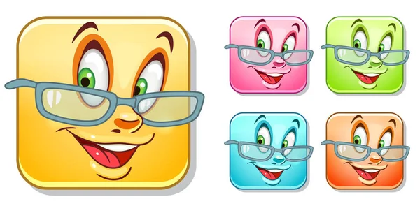 Szczęśliwy okulary zestaw emotikonów — Wektor stockowy