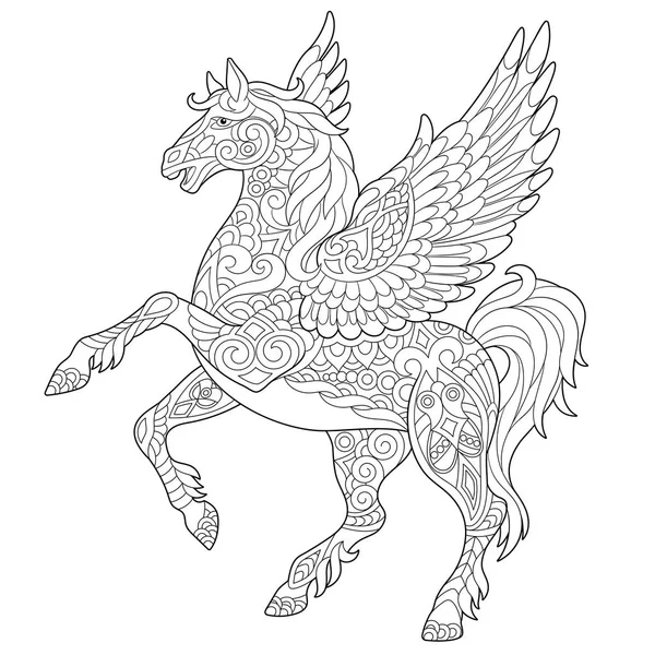Zentangle pegasus ló — Stock Vector