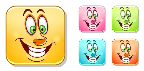 Feliz colección de emoticones alegres — Vector de stock