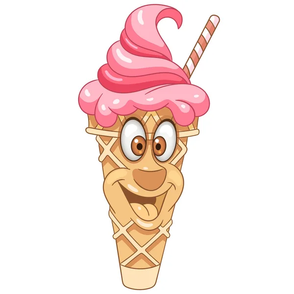 Cono de helado dulce de dibujos animados — Vector de stock