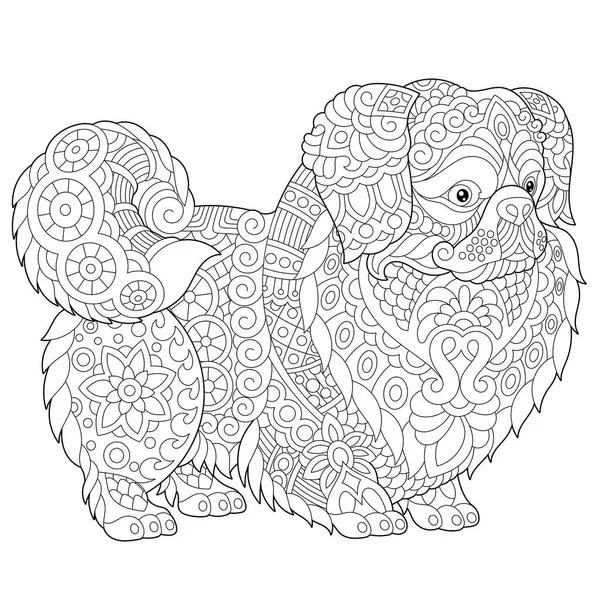 Пекинес собака Zentangle — стоковый вектор