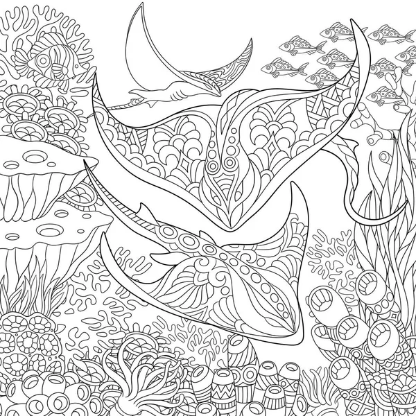 Zentangle onderwater achtergrond — Stockvector