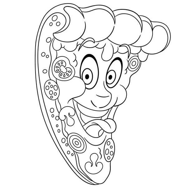 Coloring Book Coloring Page Colouring Picture Pepperoni Pizza Slice — Stock Vector