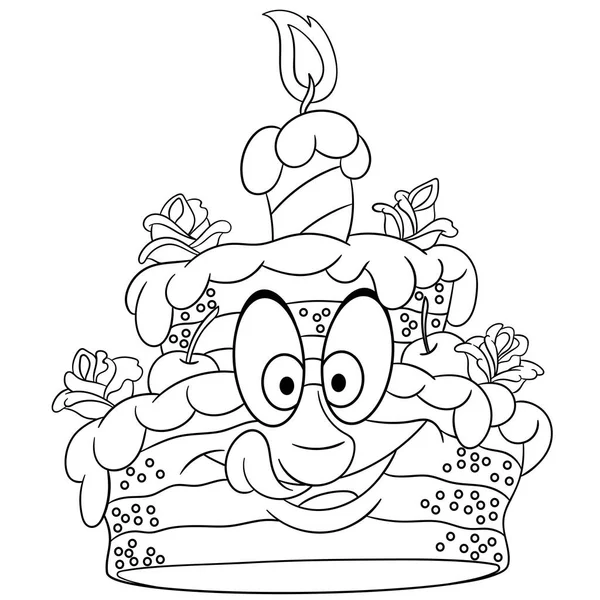 Coloring Book Coloring Page Colouring Picture Birthday Cake Candle — Stock Vector