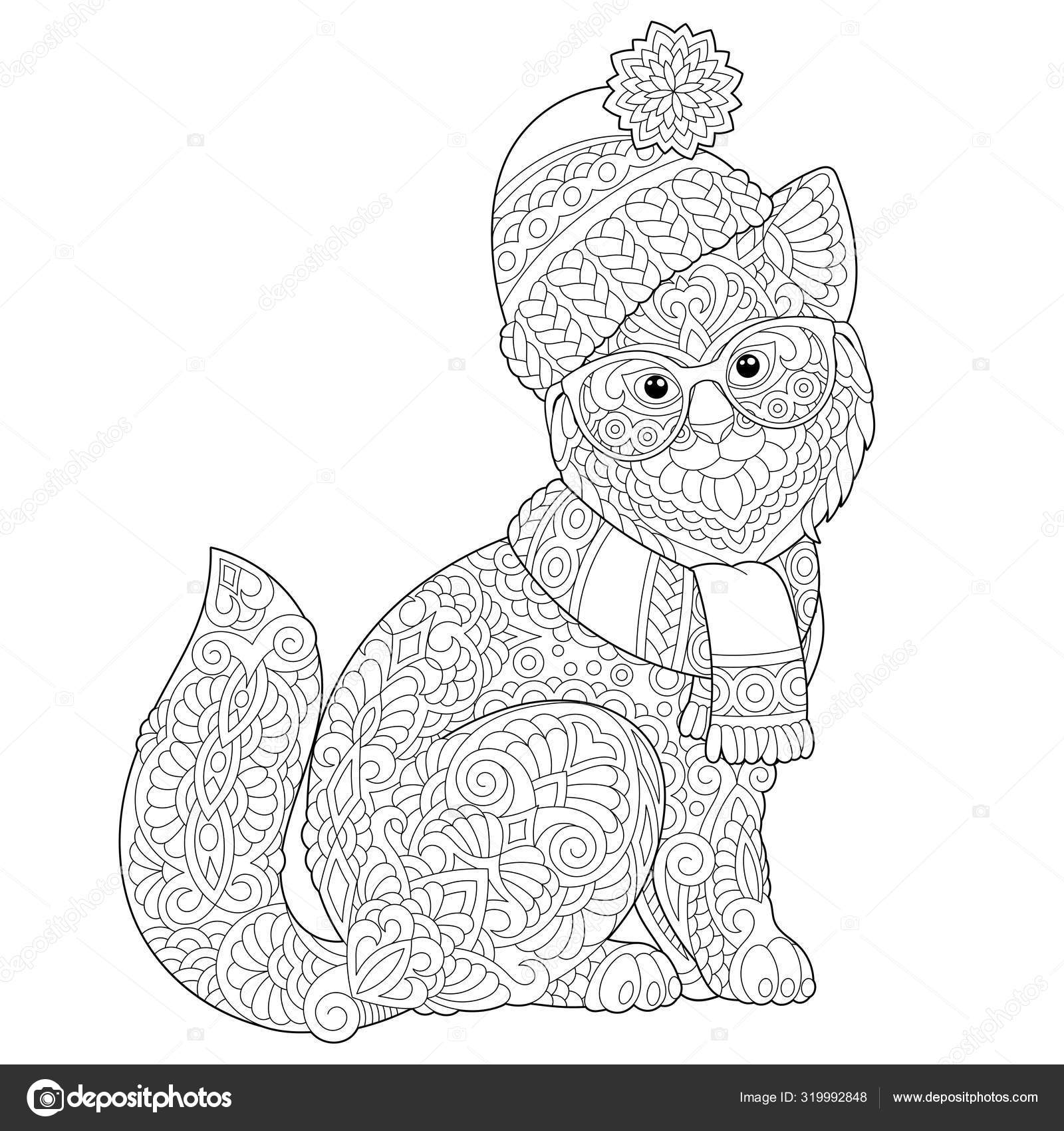 Desenho de Gato e pássaro na gaiola para colorir