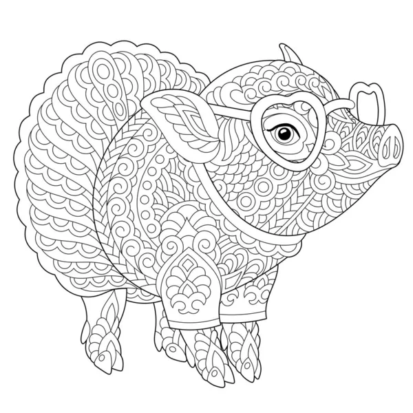 Страница раскраски со свиньей — стоковый вектор