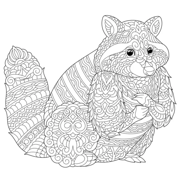 Página para colorear con mapache — Archivo Imágenes Vectoriales