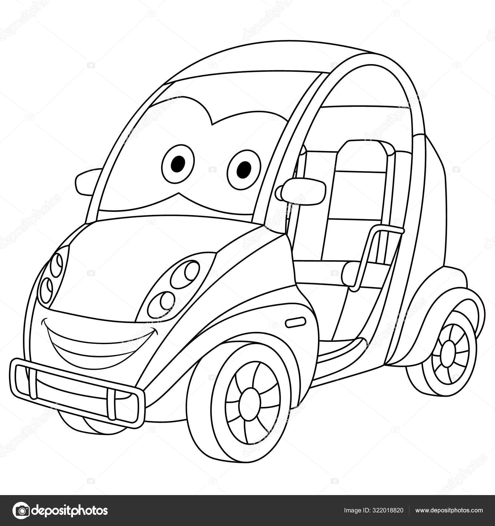 Desenhos para colorir de desenho de uma família com seu carro para colorir  