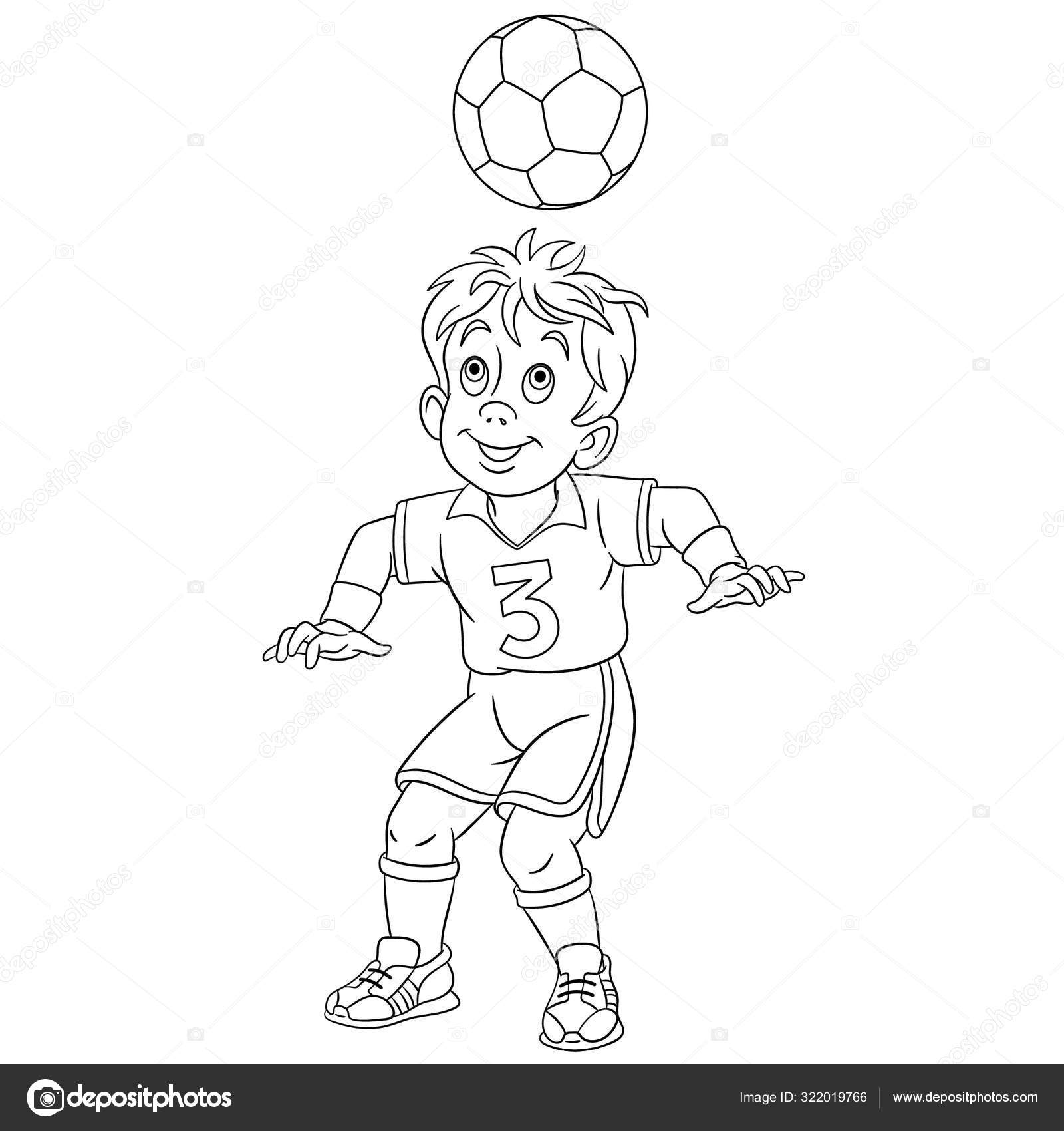 Desenho de Jovem Garoto Jogando Futebol para colorir