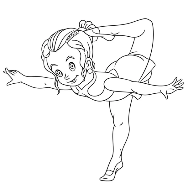 coloring page with girl rhythmic gymnastic or ballet