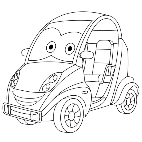 Página para colorear con vehículo de coche mini — Vector de stock