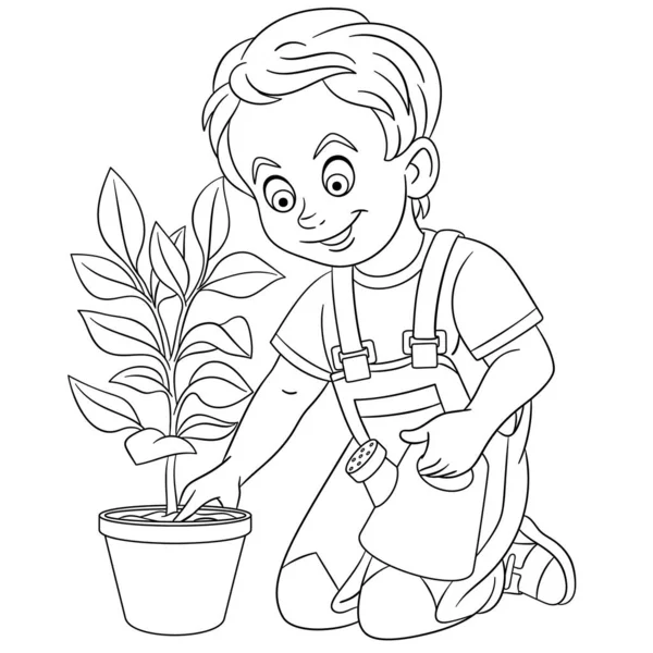 Una chica regando plantas vector, gráfico vectorial © interactimages