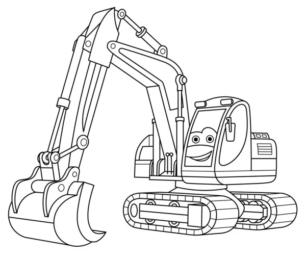 Pagina de colorat cu excavator — Vector de stoc