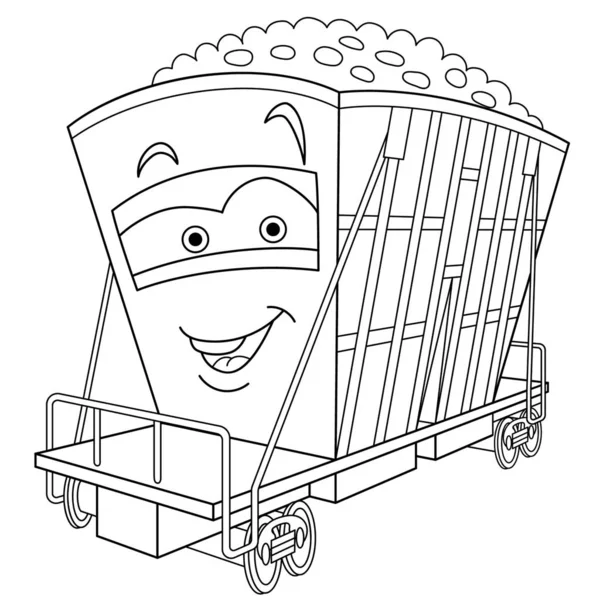 Coloring page with railway carriage — ストックベクタ