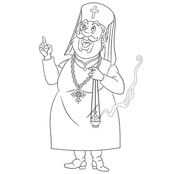 coloring page with old bearded priest