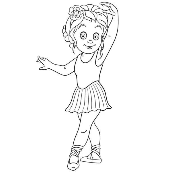 Página para colorear con bailarina chica — Vector de stock