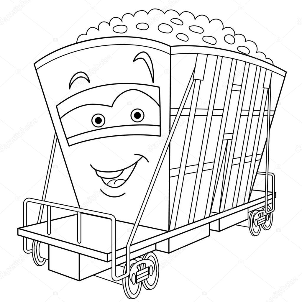 coloring page with railway carriage