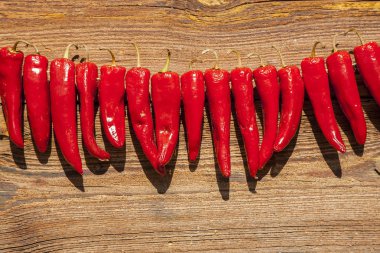 Güneşte kurutma biber.