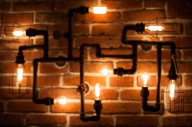 Loft lamba Edison lambaları odak içinde